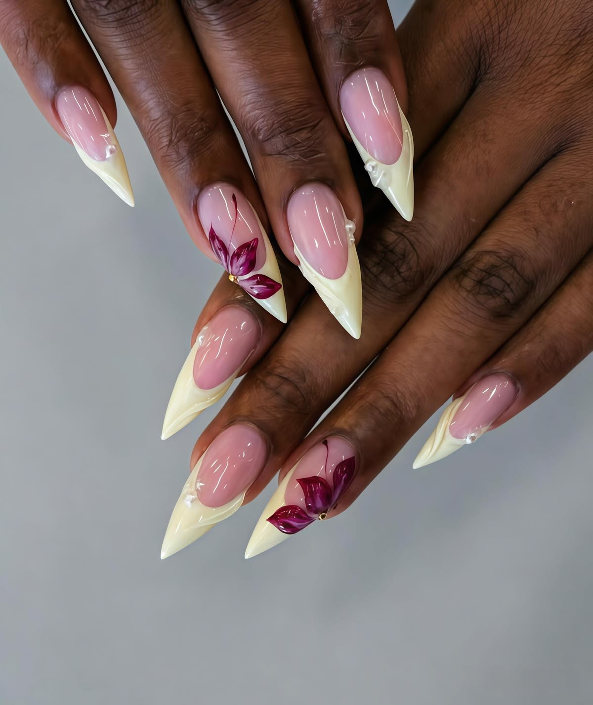Berry polish being carefully applied